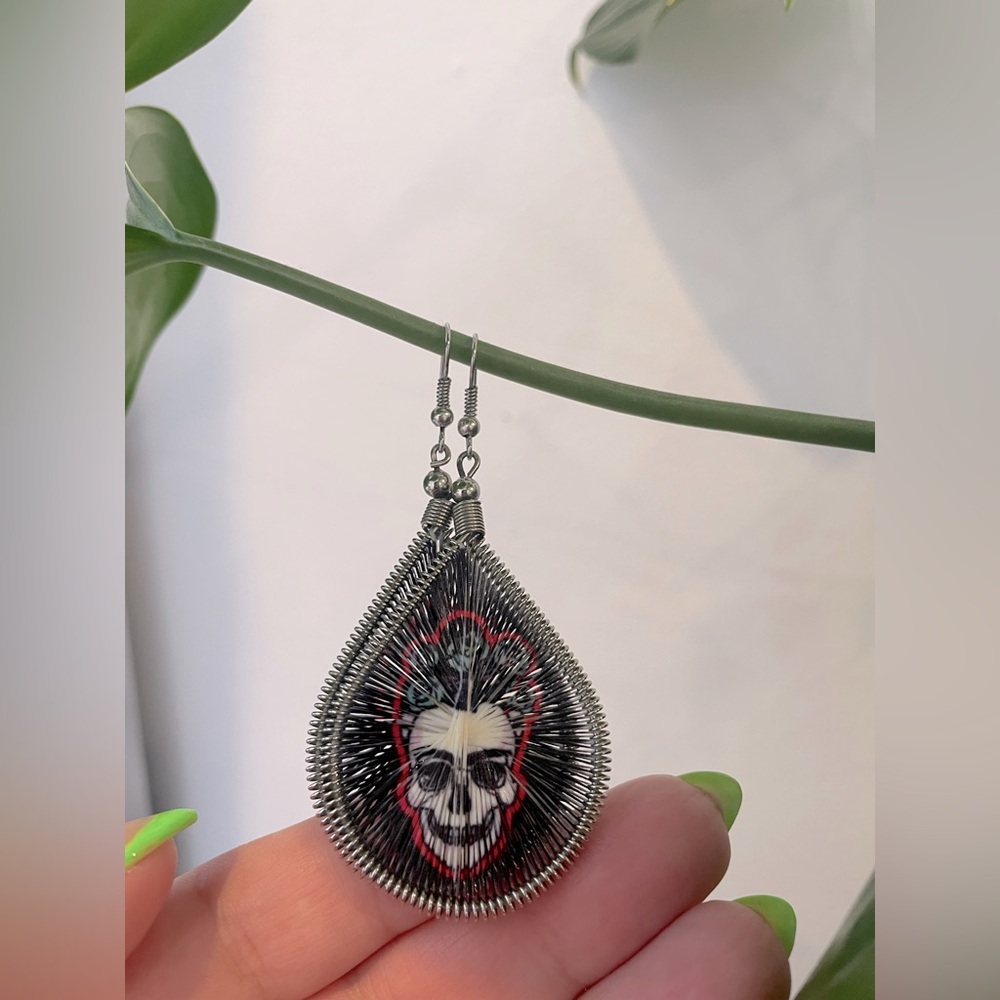 Frieda Kahlo Silk Thread Teardrop Dangle Earrings